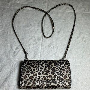 Leopard Print Crossbody Wallet - Neutral Animal Print